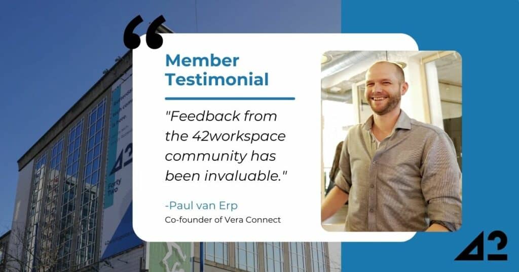 Photo of Paul van Erp, co-founder of Vera Connect, at 42workspace